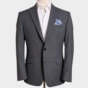 $ 395 RALPH LAUREN Mens Blazer Sport Coat Two Button Jacket 44R Gray Wool 1-Vent